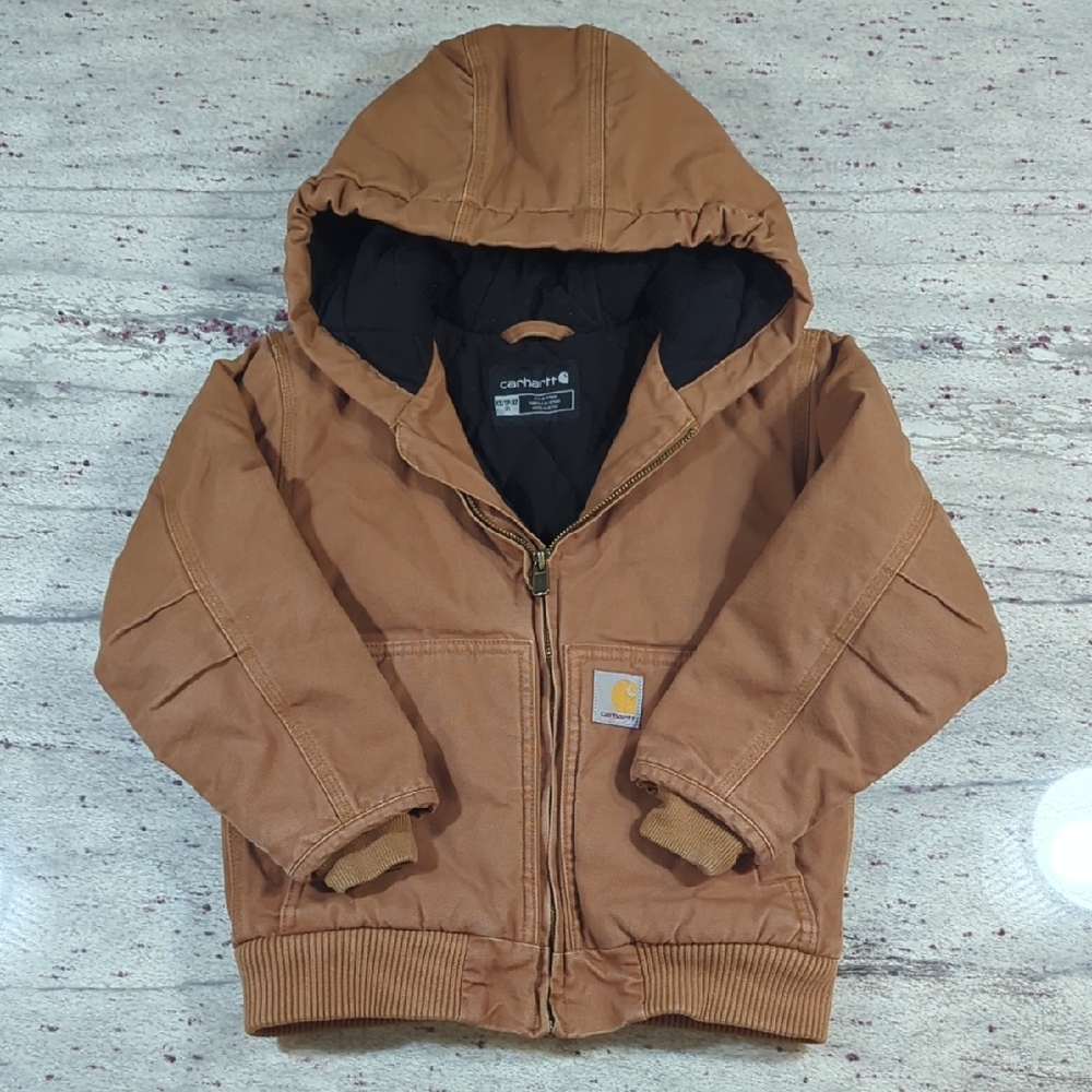 Boys Size XS (6) Carhartt Tan Hooded Jacket